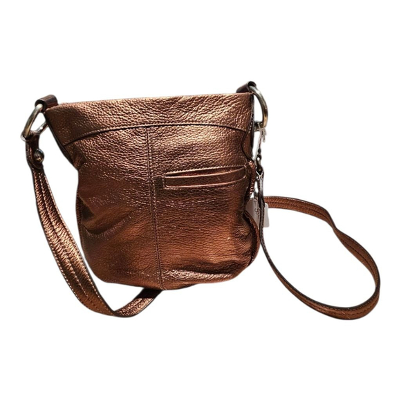 B. Makowsky Metallic Bronze Genuine Leather Crossbody Bag – Silver Hardware - Picture 7 of 8